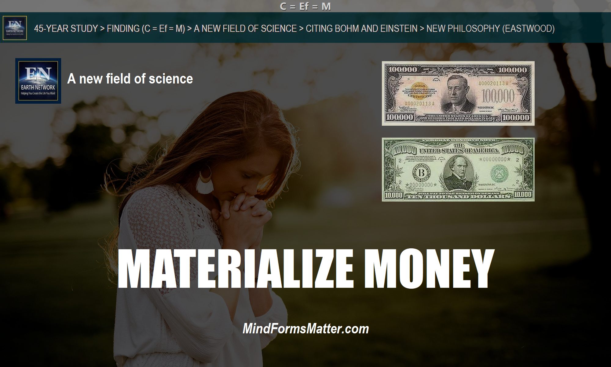 Woman praying knows how to manifesting cash and materializing money using metaphysics