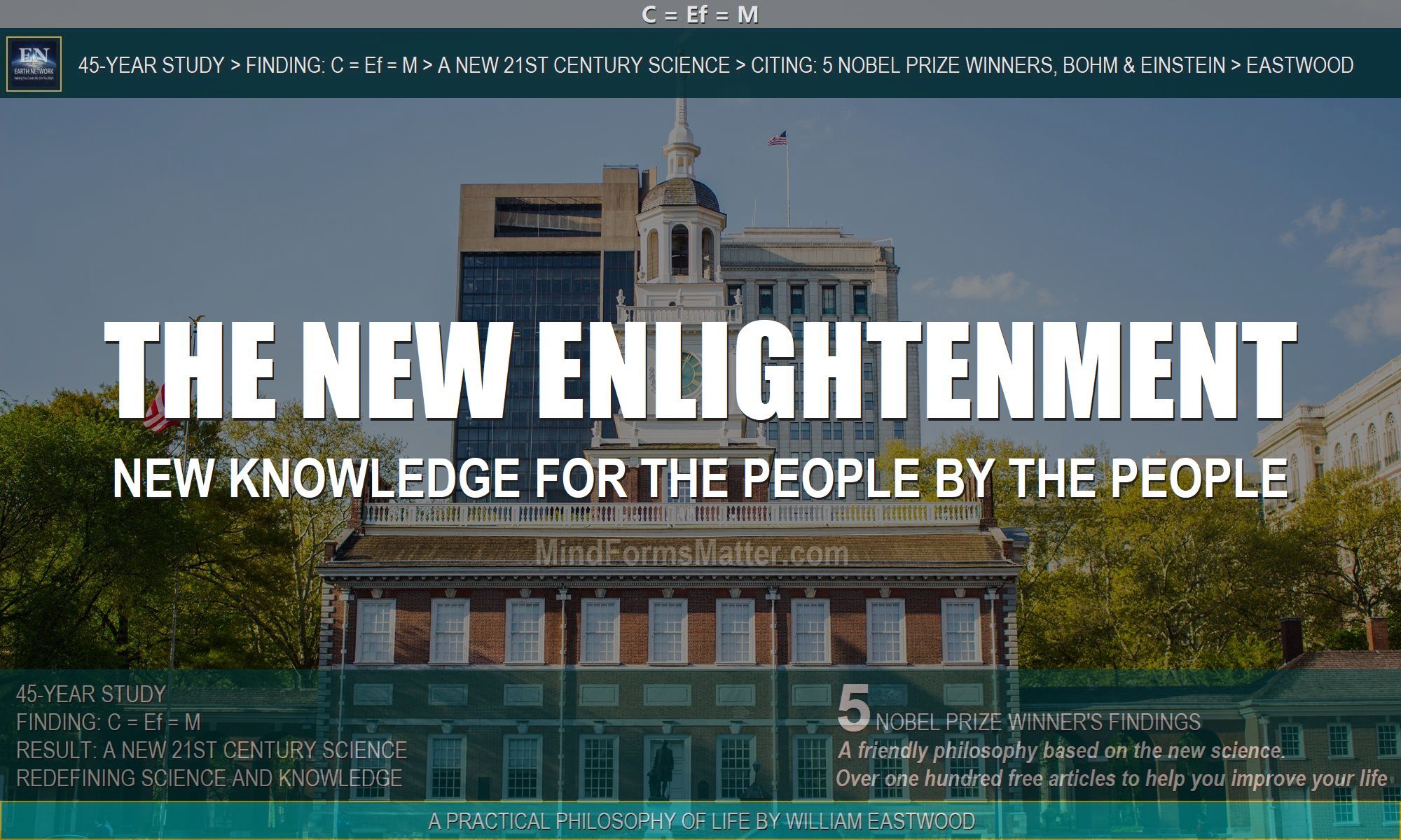 independence hall depicts new knowledge by the people for the people and the earth network altruistic movement founded by William Eastwood in 2000 to advance humanity to a new and better future and renewed civilization.