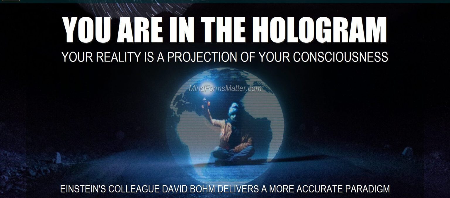 Man in hologram of earth depicts the fact that your reality is a holographic projection of your consciousness mind brain and five senses.