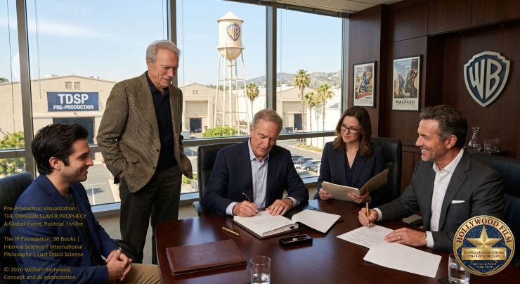 William Eastwood & Clint Eastwood signing contract for film