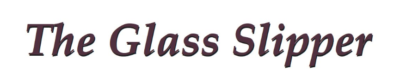 The words, "Glass slipper" on a white background